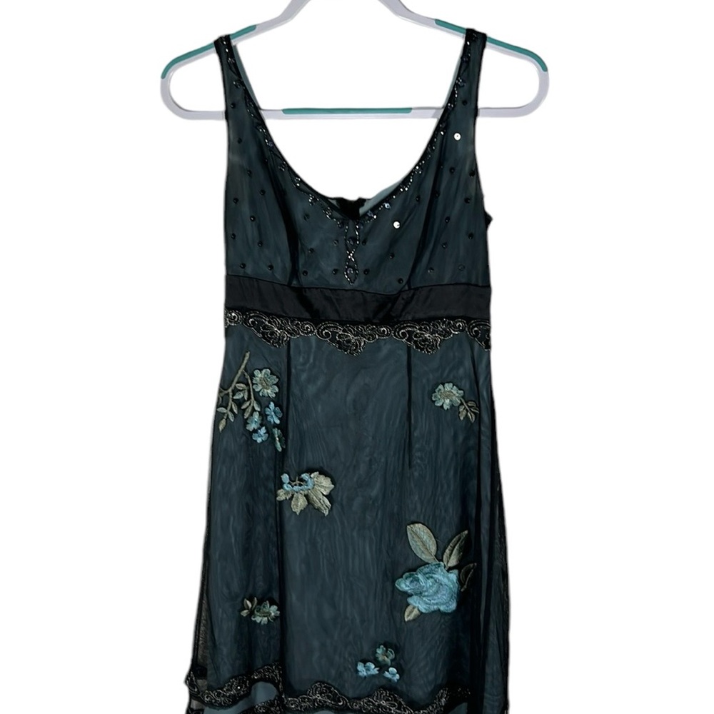 Adrianna Papell Beaded Embroidered Silk Dress Women’s Size 6